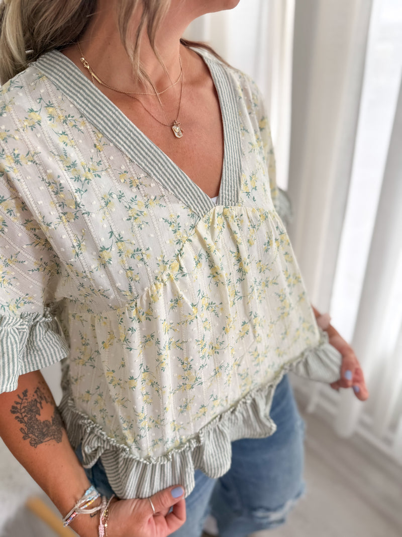 Cottagecore Floral Ruffle Top