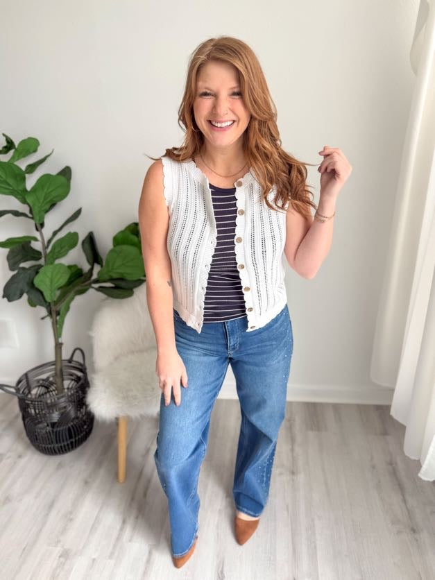 Coastal Knit Button Tank
