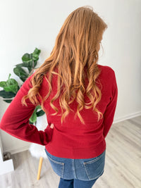 Deep Red V-Neck Sweater
