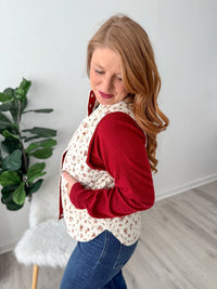Cream Quilted Floral Puffer Vest
