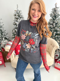 Holiday Plaid Sheer Top