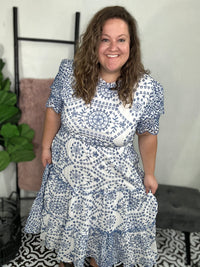 Betty Blue Floral Embroidered Dress
