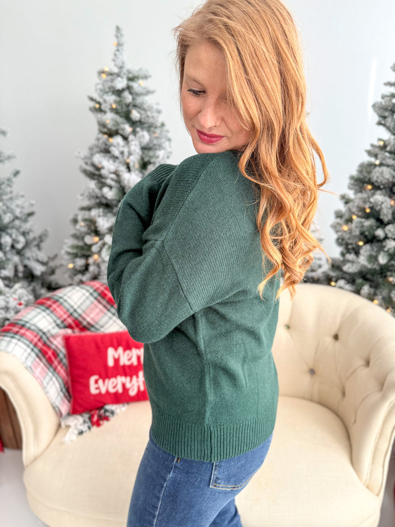 Merry Tinsel Sweater - Evergreen