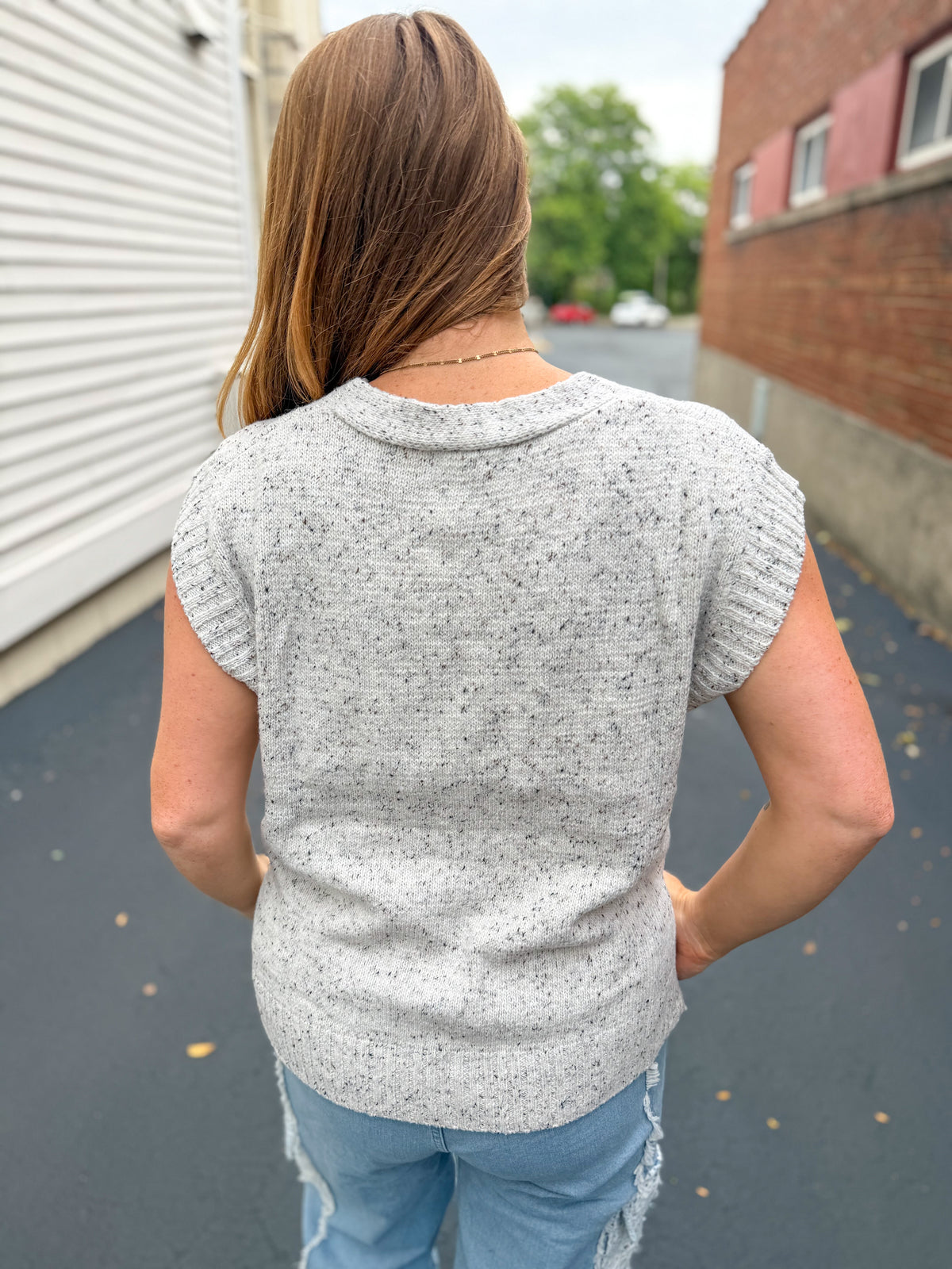 Ivory Speckled Knit Vest
