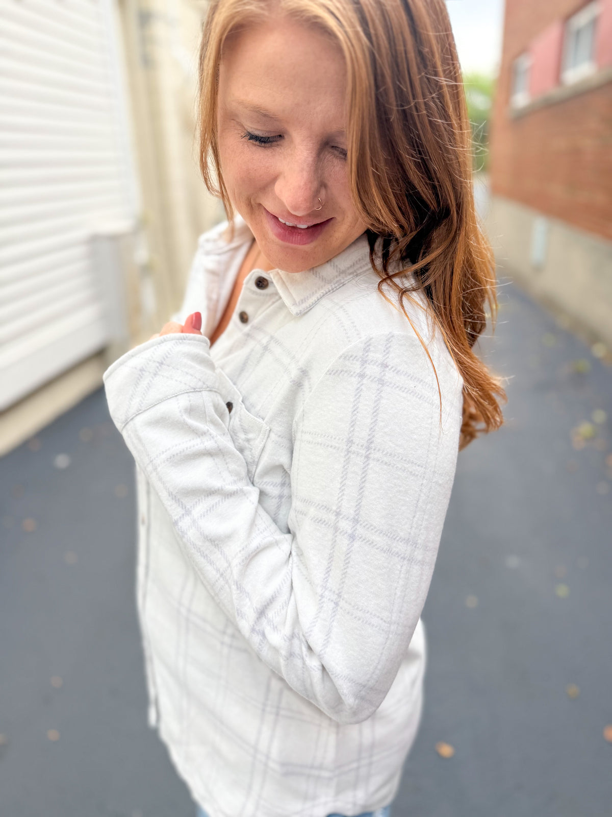 Soft Oat Plaid Button Up