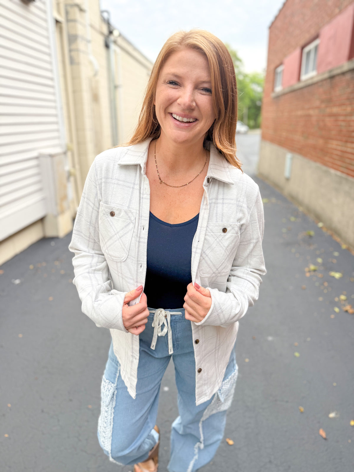 Soft Oat Plaid Button Up