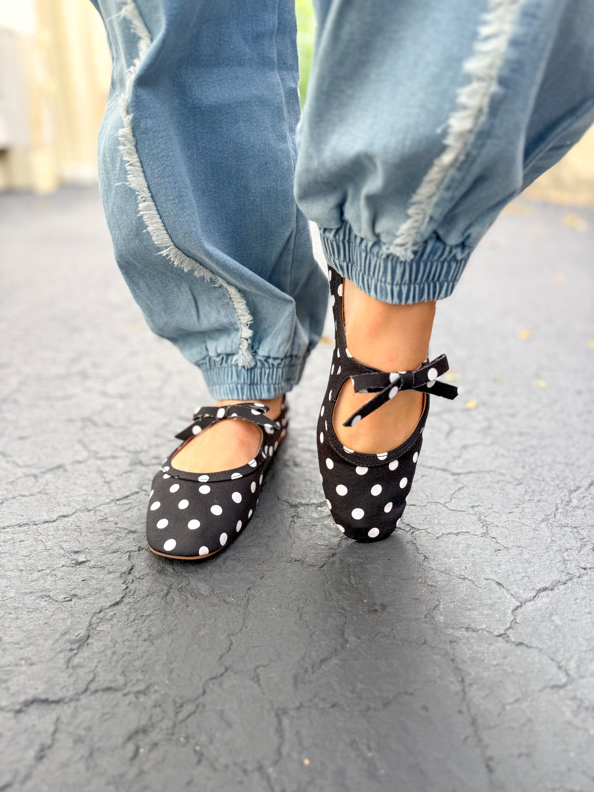 Black And White Polka Dot Flats