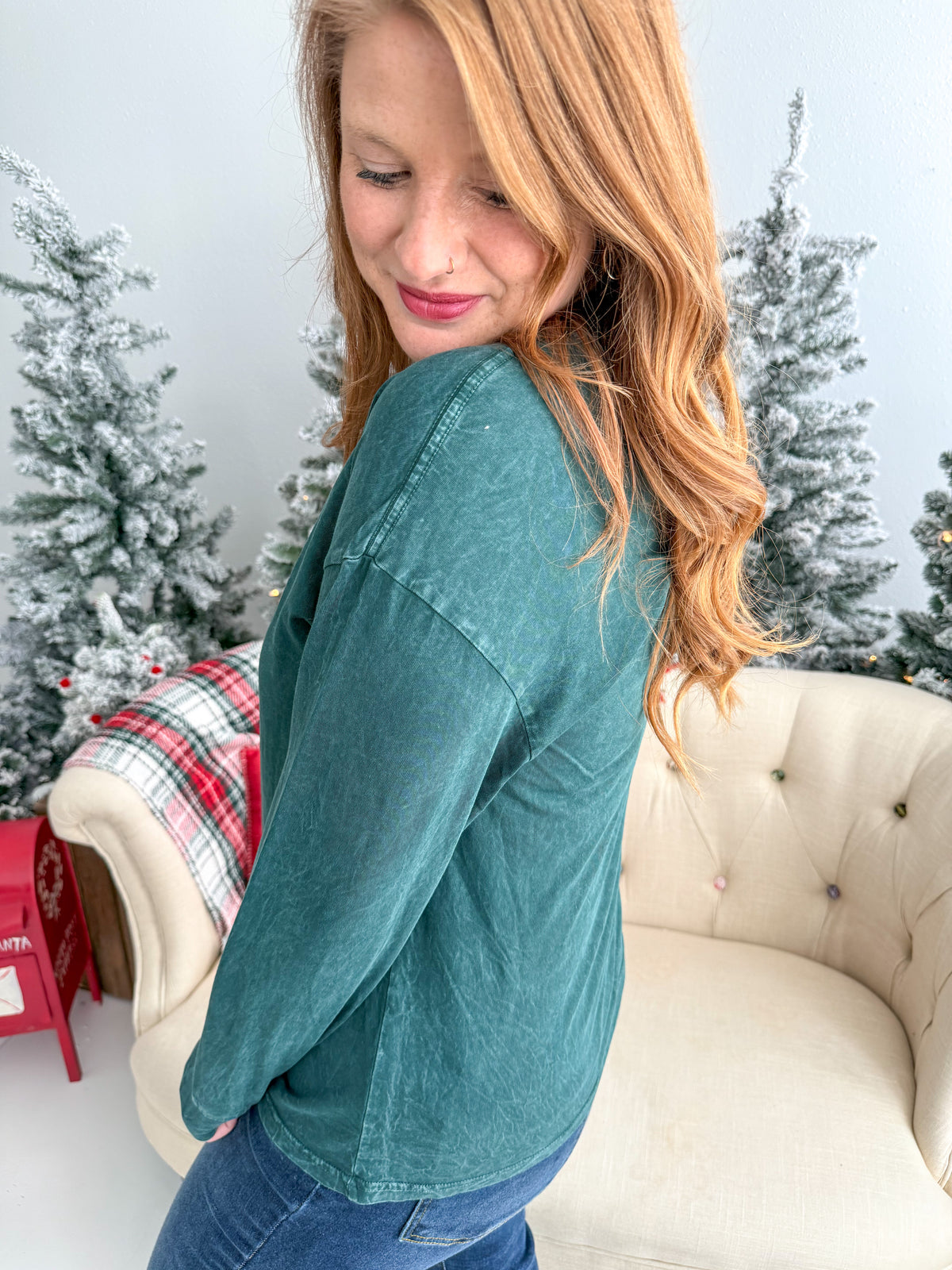 Rockin' Around Mineral Washed Long Sleeve Graphic