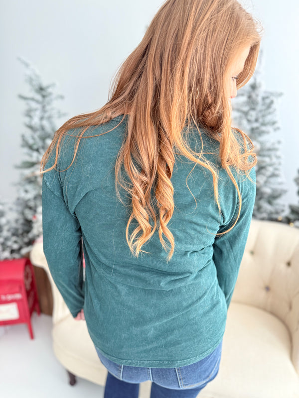 Rockin' Around Mineral Washed Long Sleeve Graphic