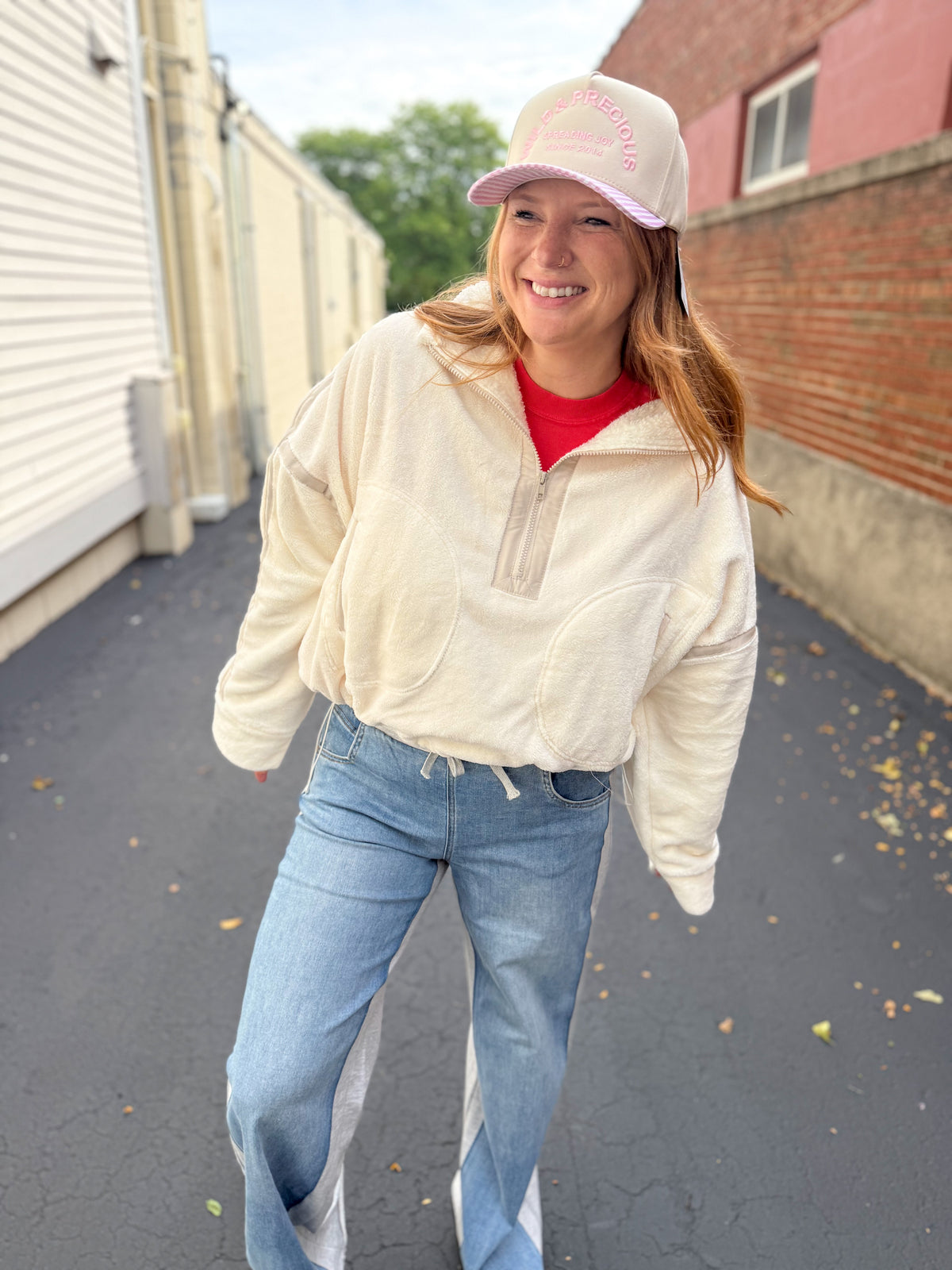 Ivory Plush Half Zip