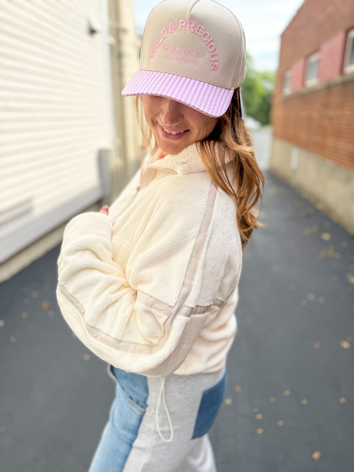 Ivory Plush Half Zip