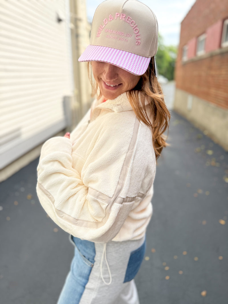 Ivory Plush Half Zip