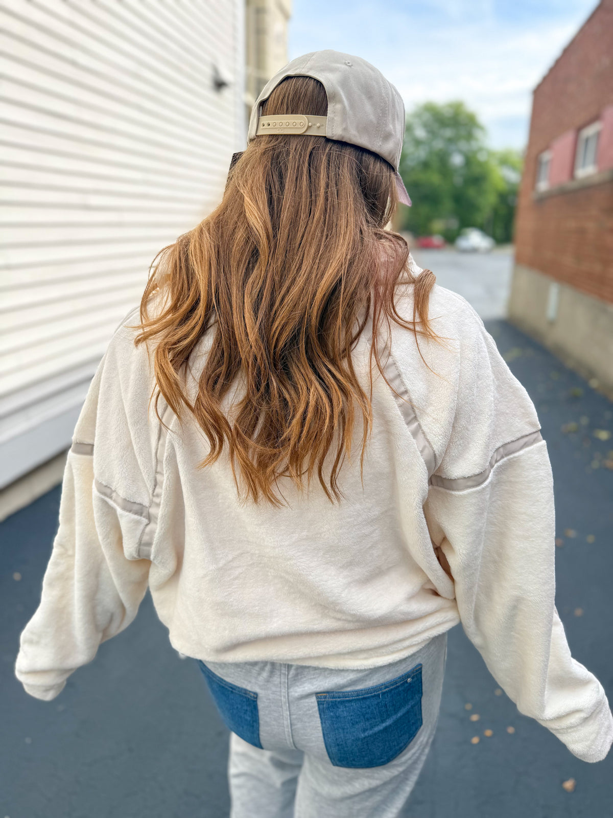 Ivory Plush Half Zip
