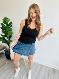 Cassie Asymmetrical Jean Skort