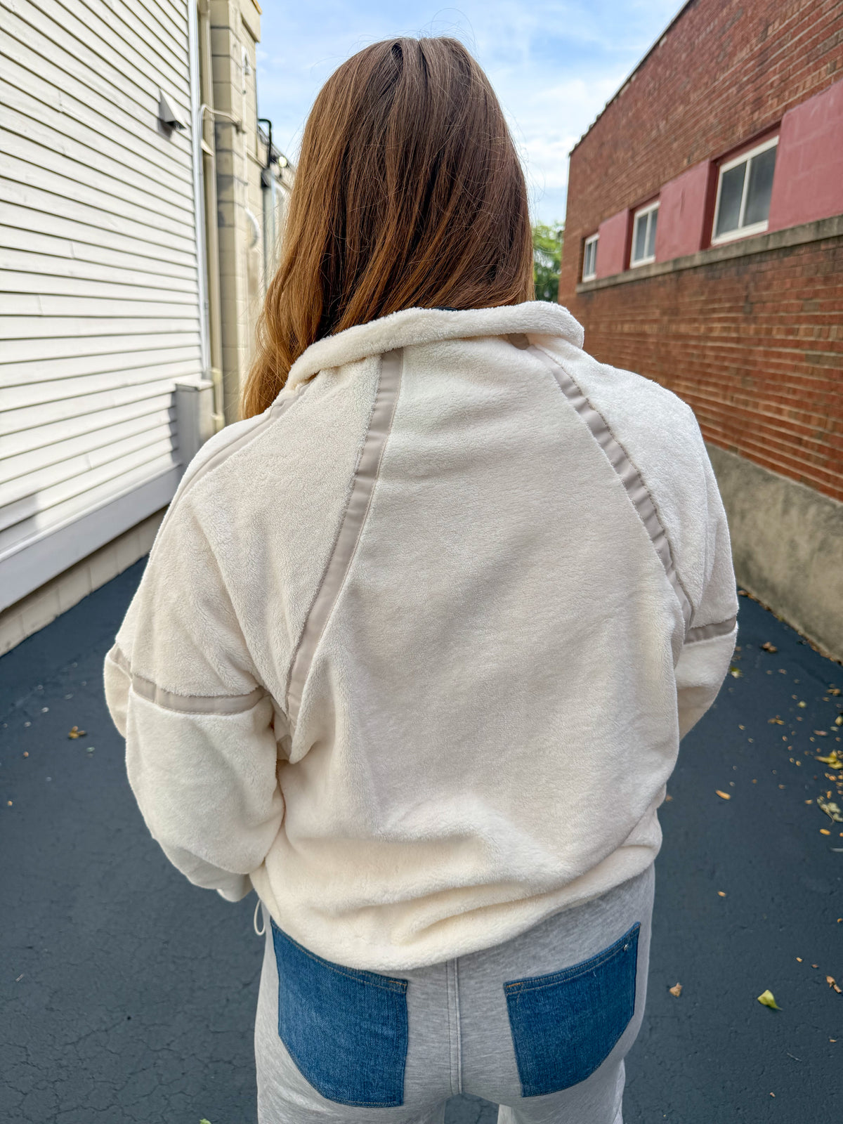 Ivory Plush Half Zip