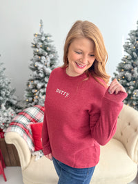 Merry Vintage Washed Graphic Crewneck - Maroon