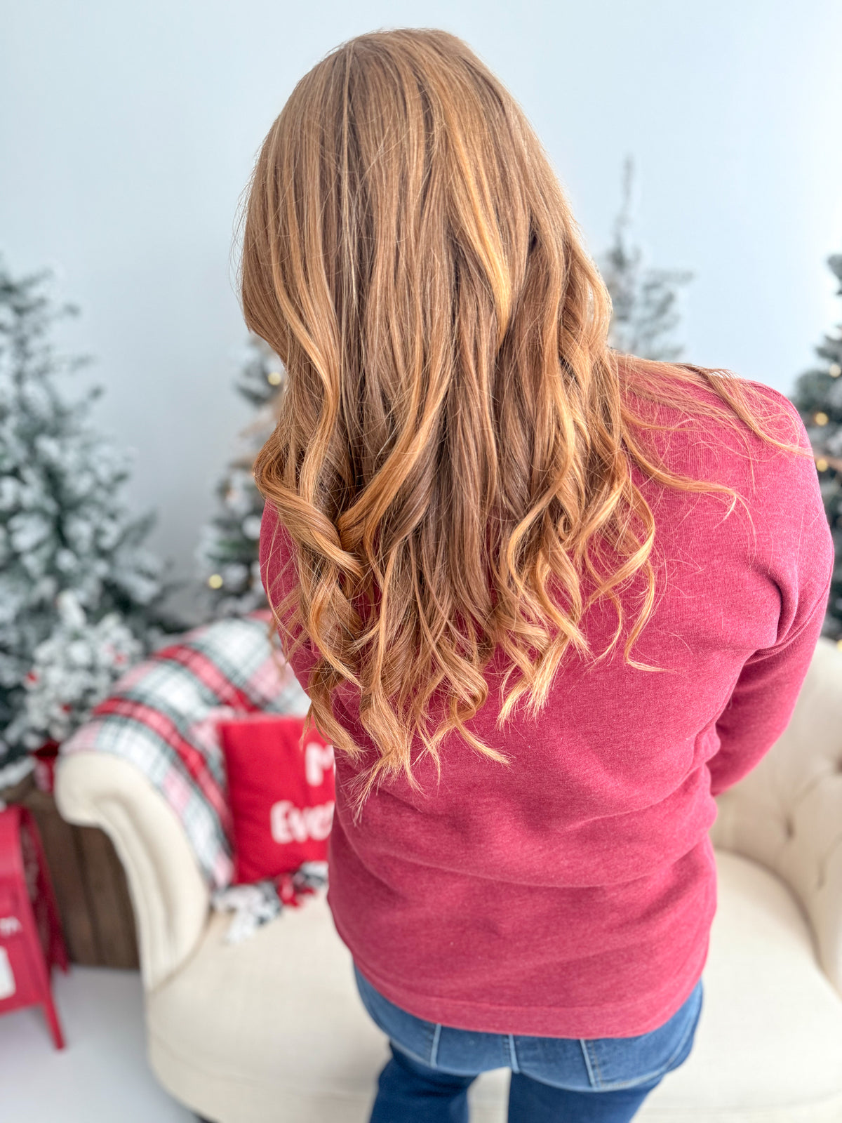 Merry Vintage Washed Graphic Crewneck - Maroon