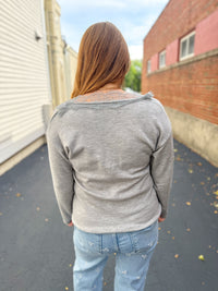 Gray Lace Trim Top