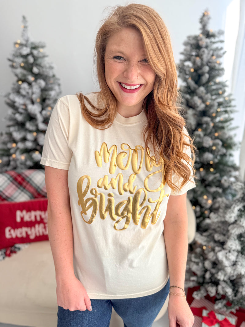 Merry & Bright Metallic Graphic Tee