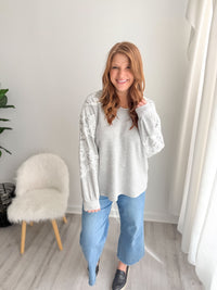 Lace Detailed Gray Hoodie