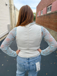 Cream V-Neck Denim Vest
