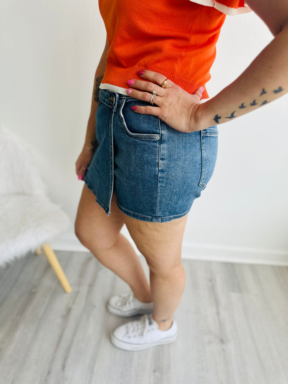 Cassie Asymmetrical Jean Skort