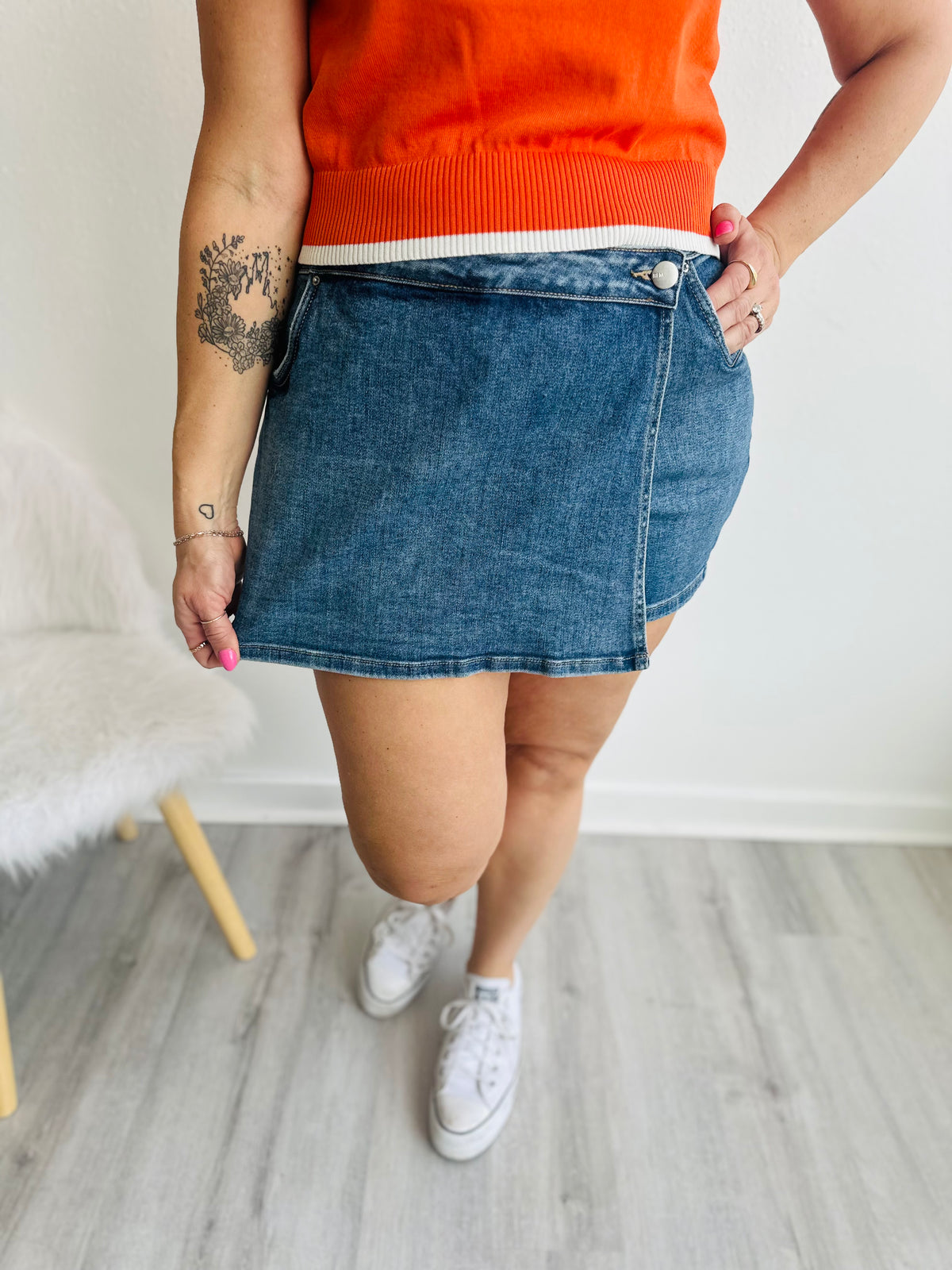 Cassie Asymmetrical Jean Skort