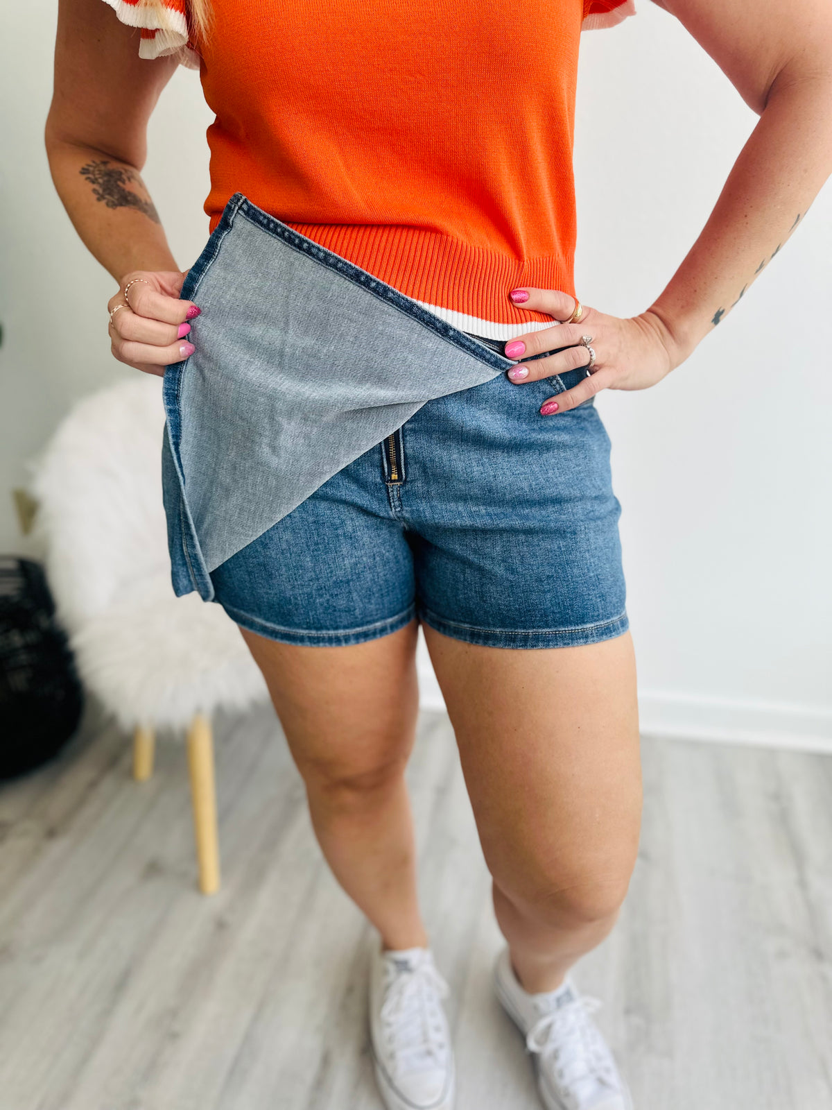 Cassie Asymmetrical Jean Skort