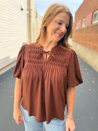 Camel Puff Sleeve Top