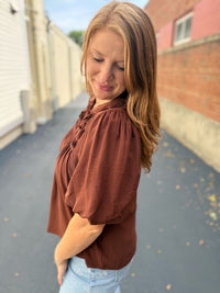 Camel Puff Sleeve Top