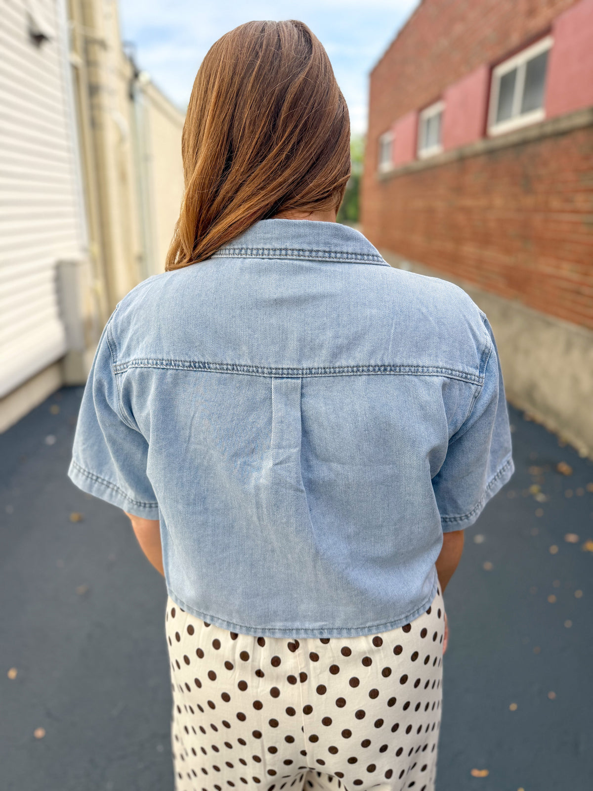Downtown Cropped Denim Shirt