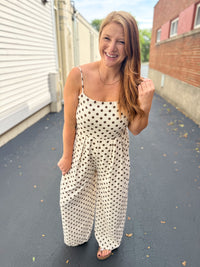 Mocha Dot Wide Leg Jumpsuit
