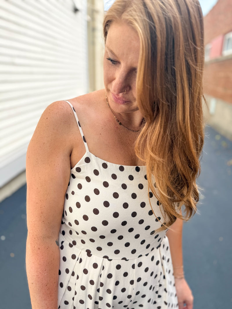 Mocha Dot Wide Leg Jumpsuit