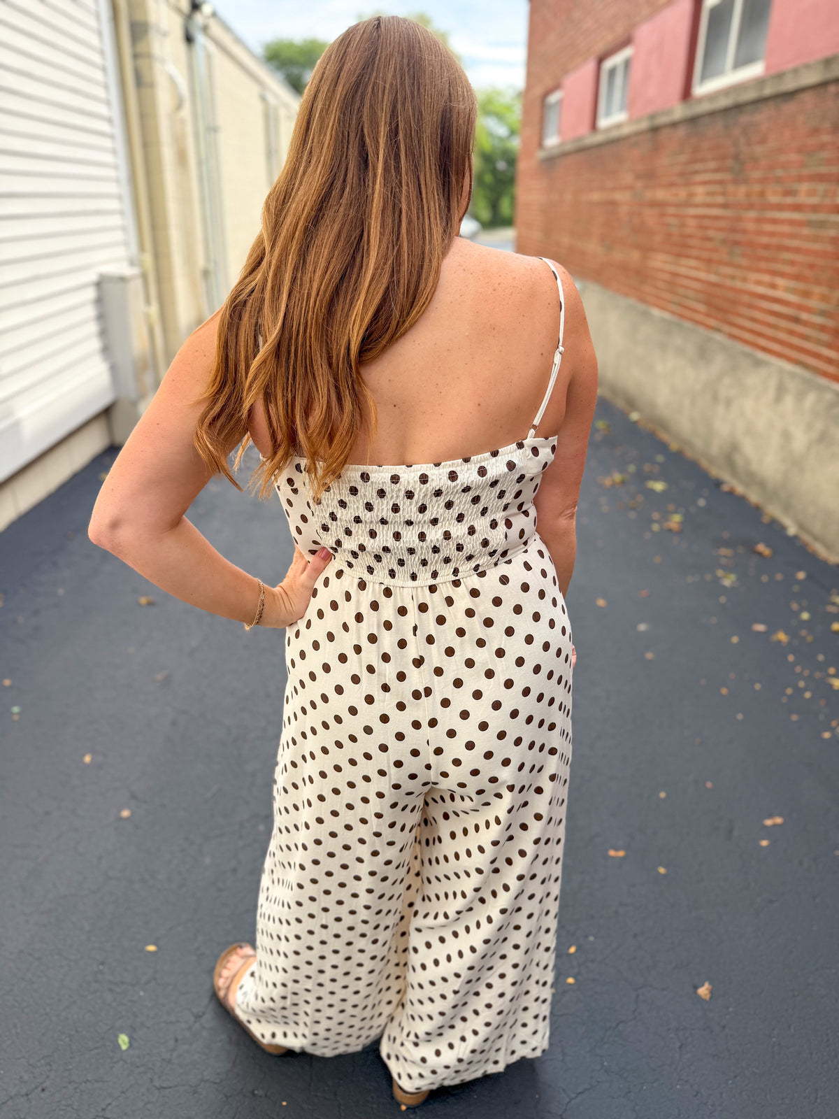 Mocha Dot Wide Leg Jumpsuit