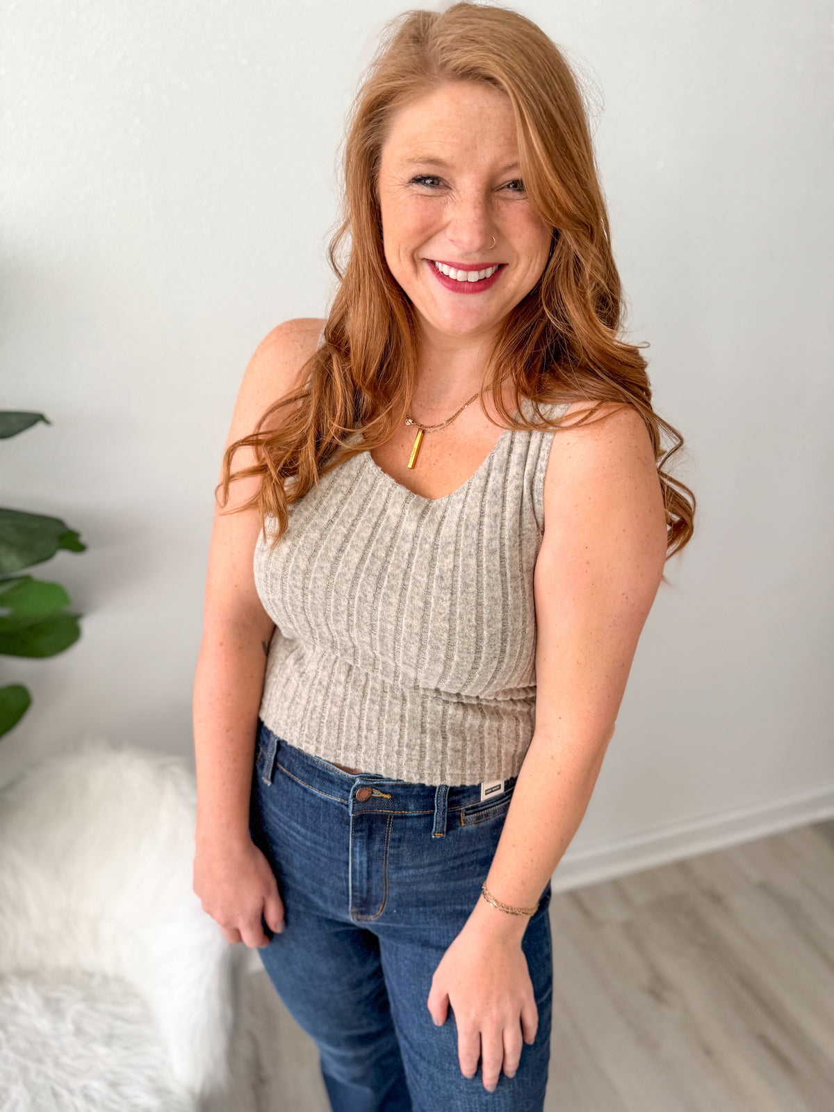Taupe Ribbed Tank