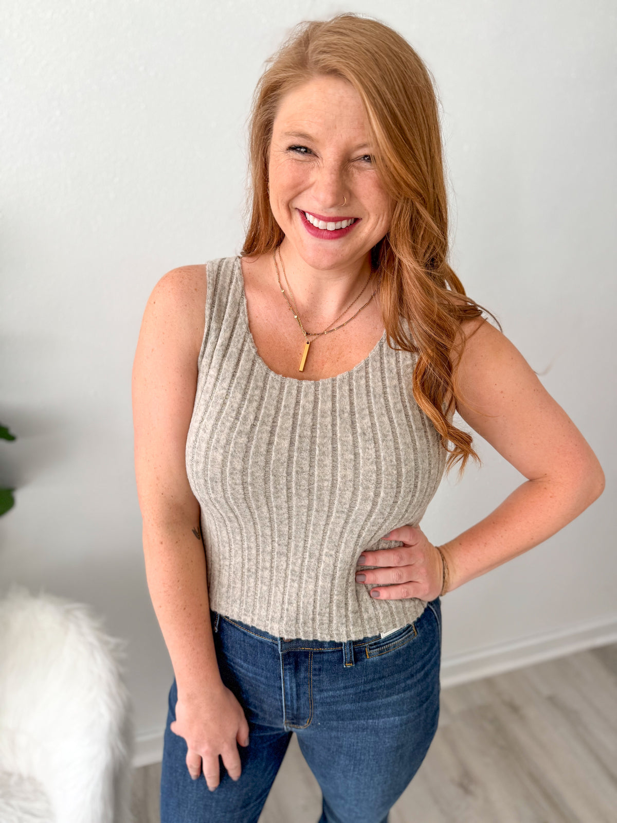 Taupe Ribbed Tank