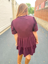 Ruffled Wine Mini Dress