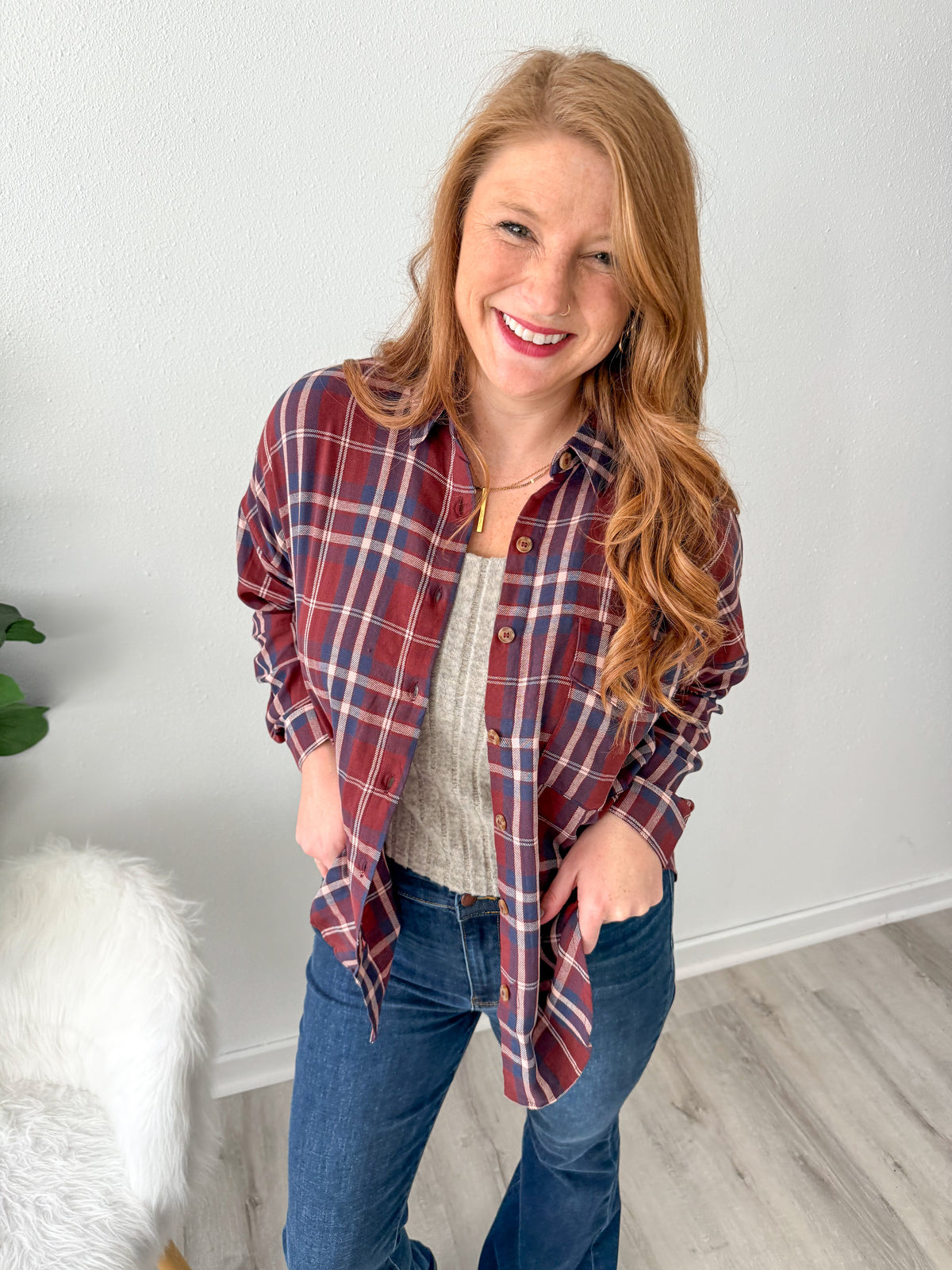 Poppy's Plaid Button Down Top