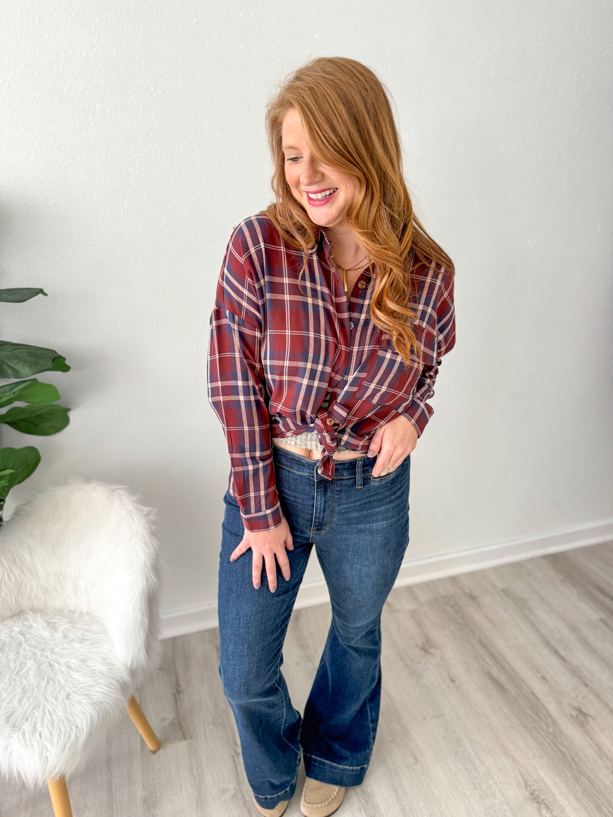 Poppy's Plaid Button Down Top