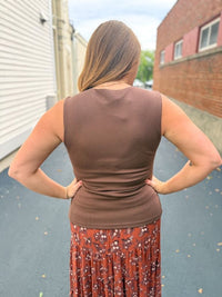 Mocha Twist Front Sleeveless Top