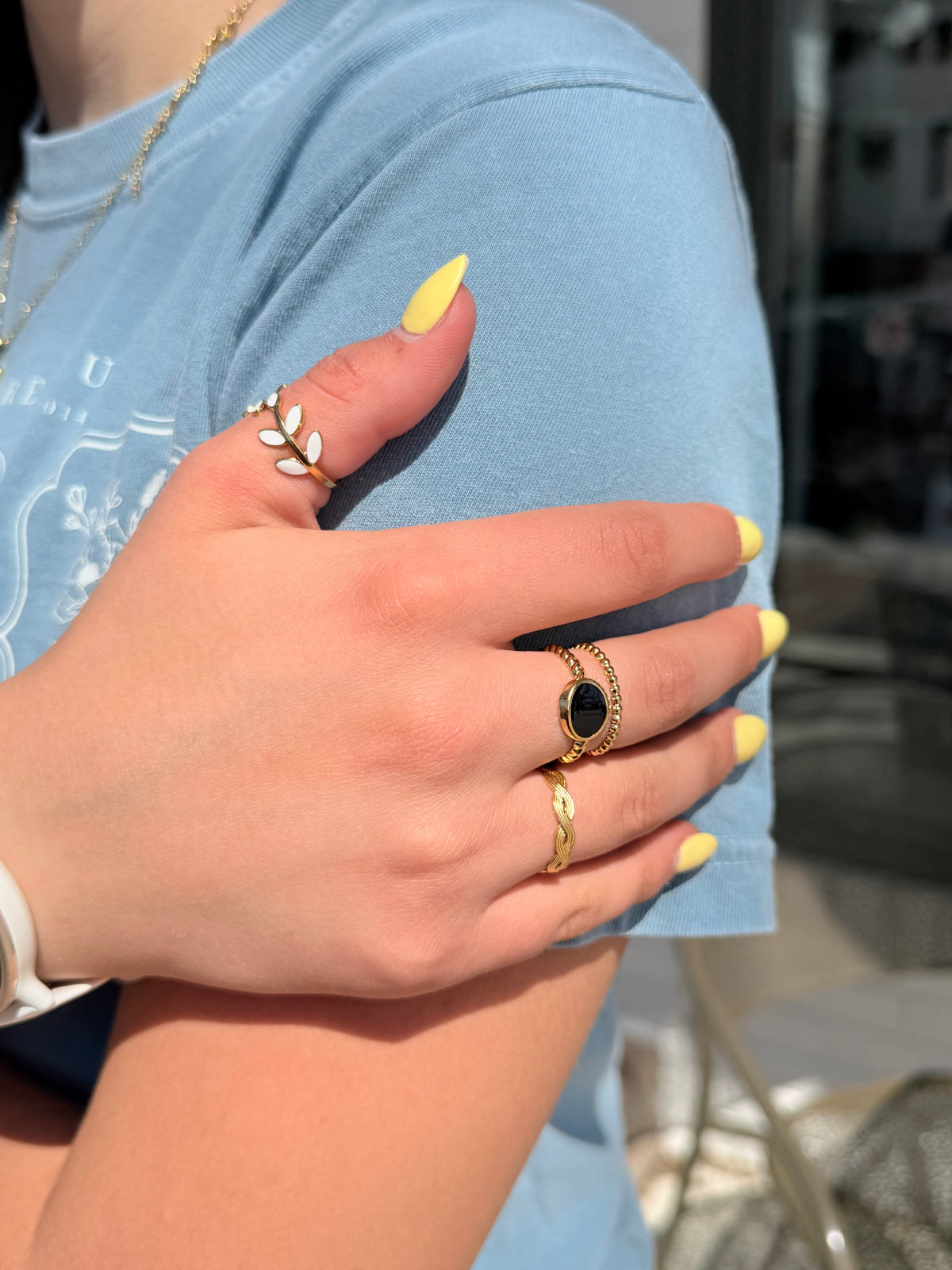 Black & Gold Double Adjustable Ring