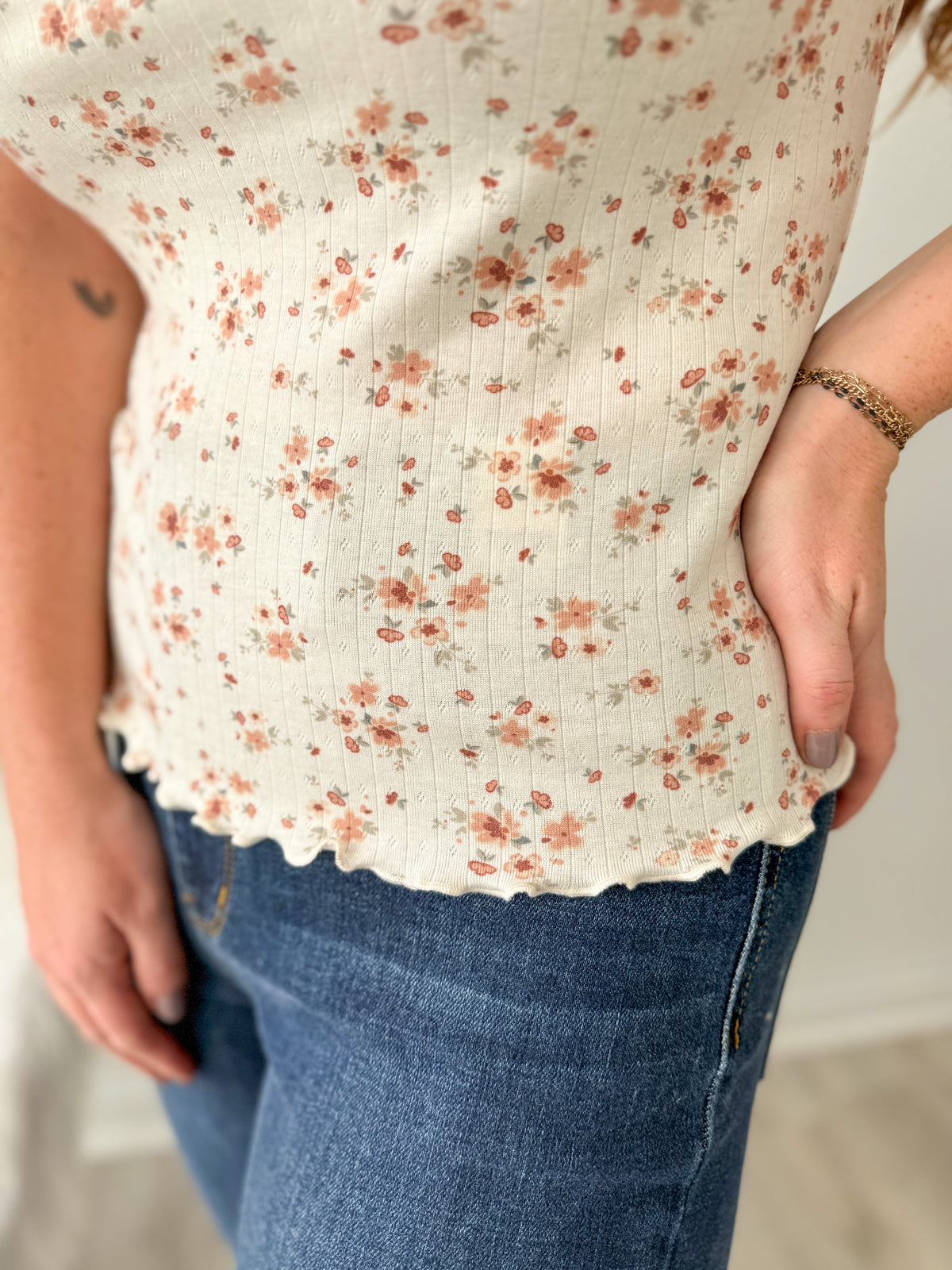 Susie Floral Ruffle Edge Tee