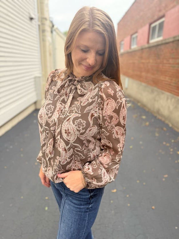 Paisley Bow Tie Blouse