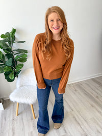 Camel Solid Knit Pullover Sweater