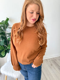 Camel Solid Knit Pullover Sweater