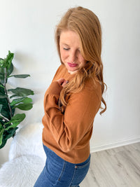 Camel Solid Knit Pullover Sweater