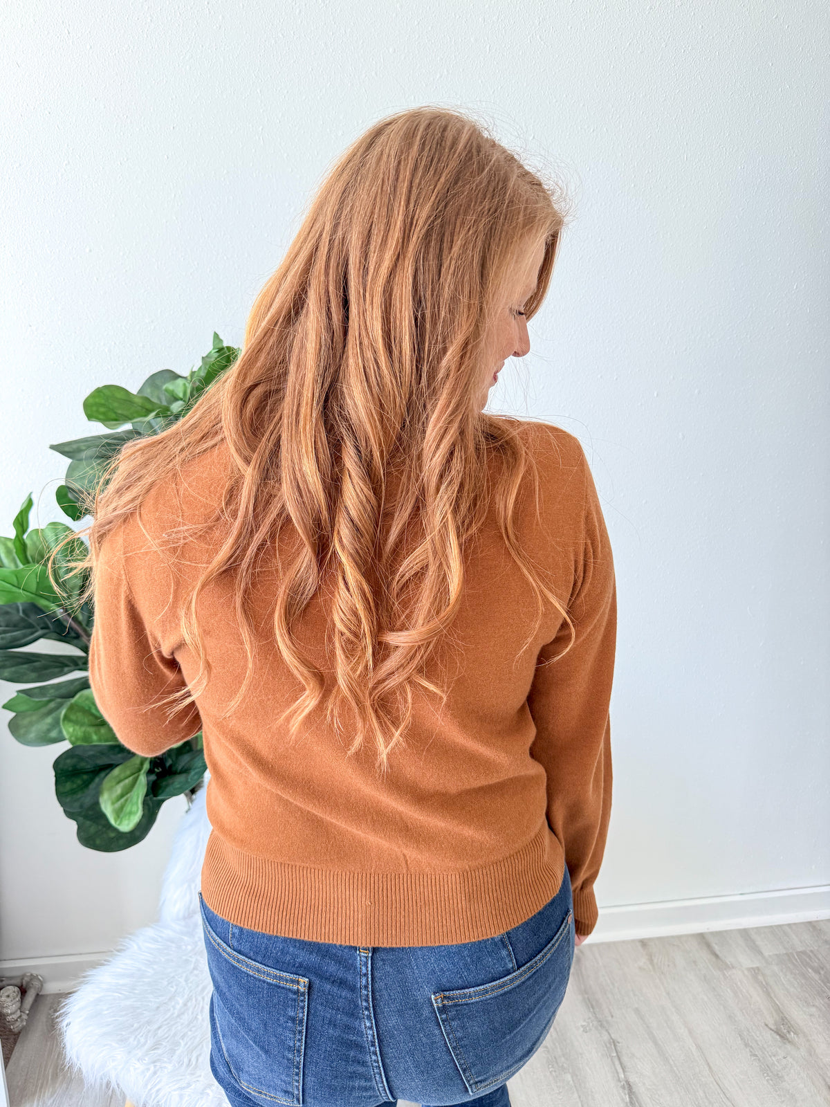 Camel Solid Knit Pullover Sweater