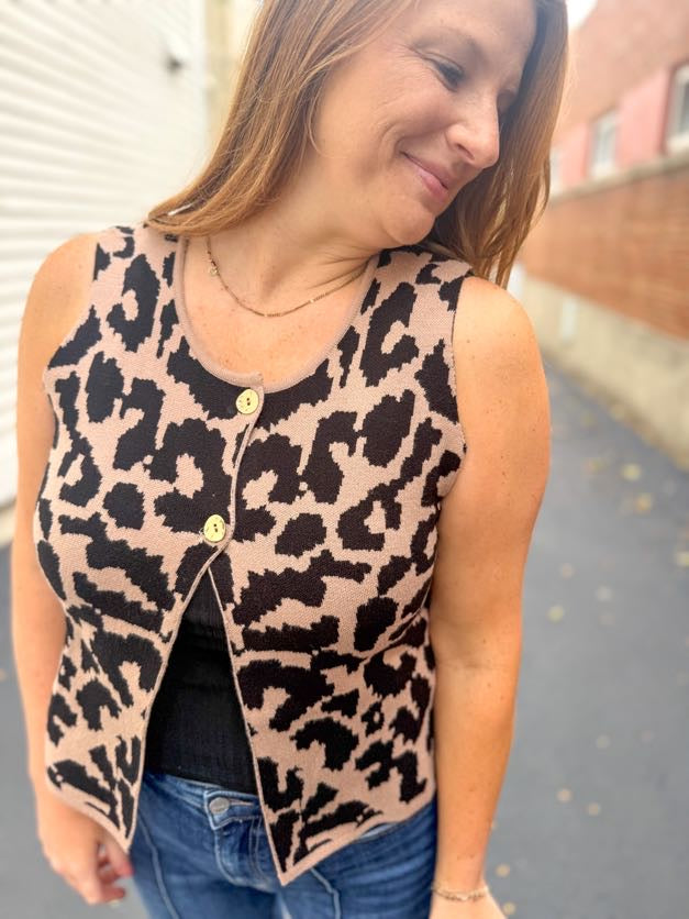 Leopard Sweater Vest