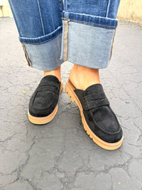 Black Suede Mule
