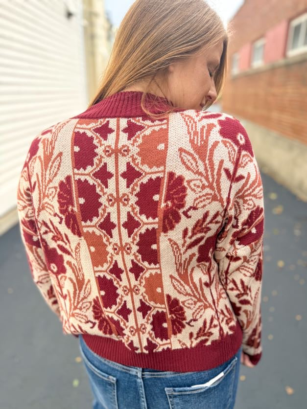 Burgundy Bloom Sweater